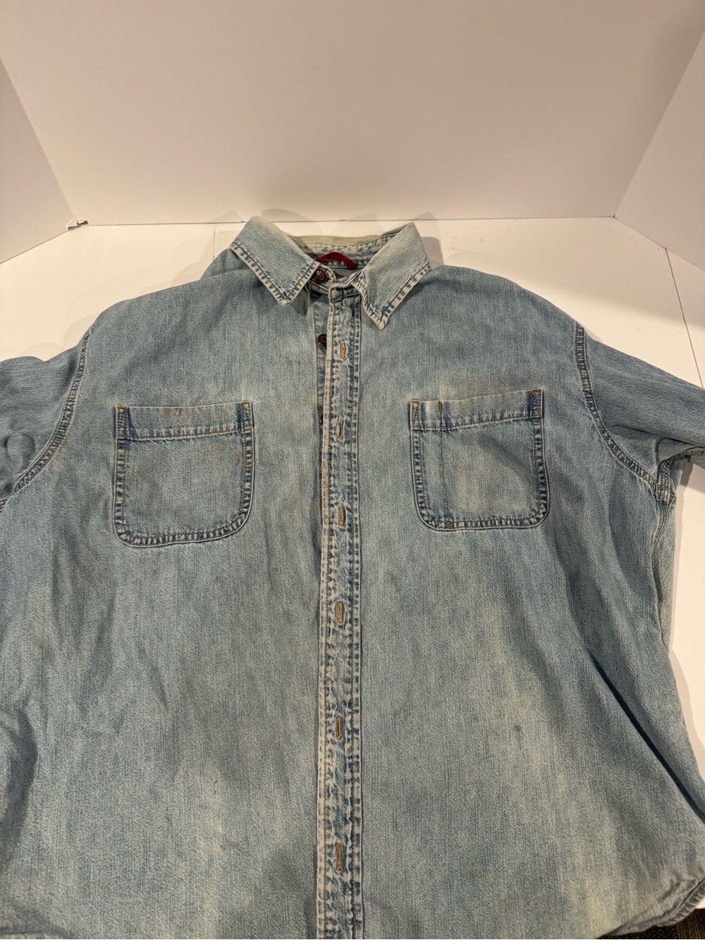 Levi Strauss Signature XL Denim Shirt Faded Light Wash Y2K Workwear
